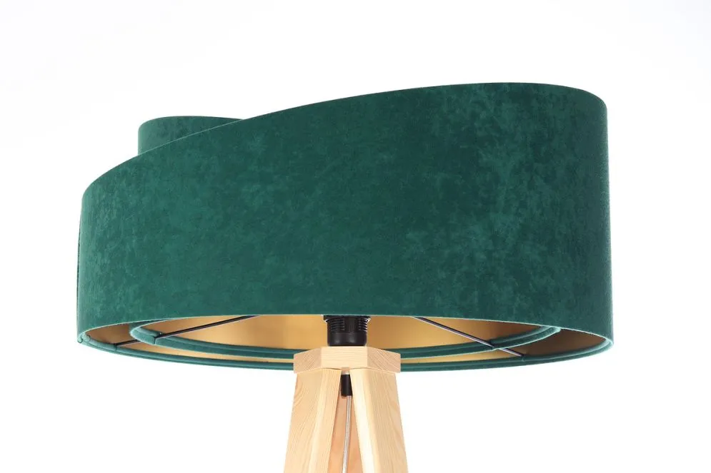 Lampa stojąca GEMSTONE zielona/sosna na trójnogu | MIRAT.