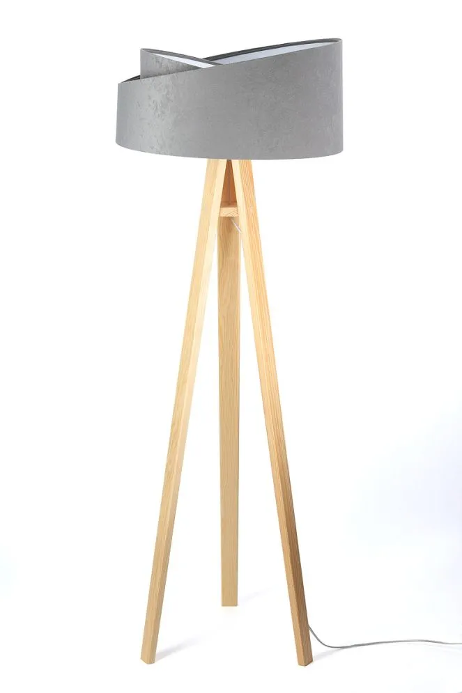 Lampa stojąca GEMSTONE szara/biała/sosna w stylu skandynawskim | MIRAT.