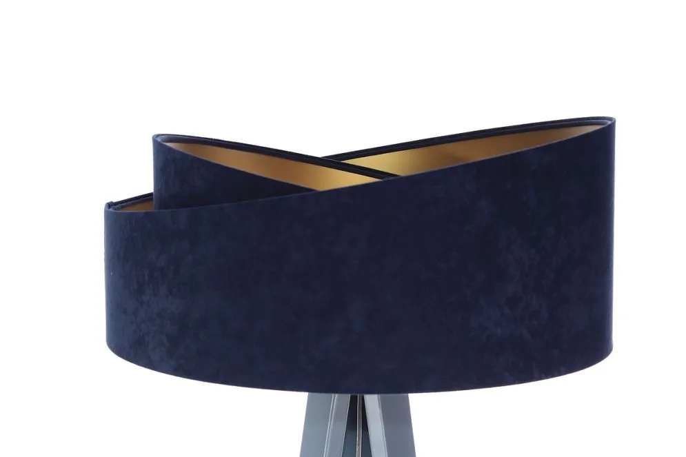 Lampa stojąca GEMSTONE granatowa/złota/szara na trójnogu | MIRAT.