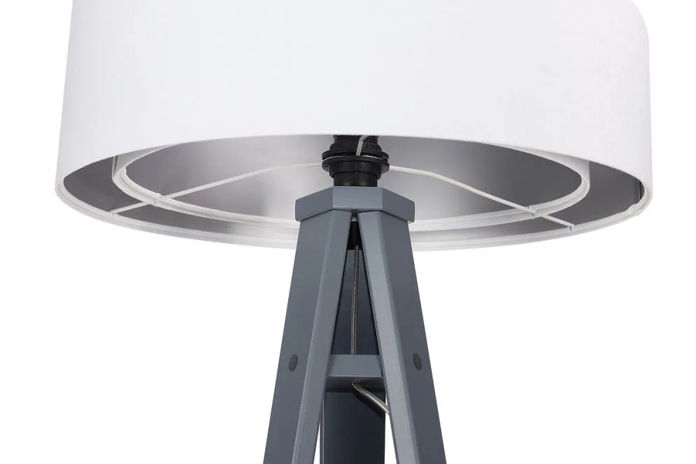 Lampa stojąca GEMSTONE biała/srebrna/szara z włącznikiem nożnym | MIRAT. w stylu kolekcja