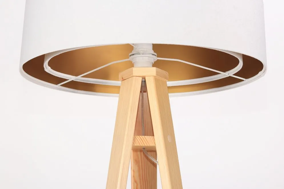 Lampa stojąca GEMSTONE biała/złota/sosna podłogowa | MIRAT. w stylu kolekcja