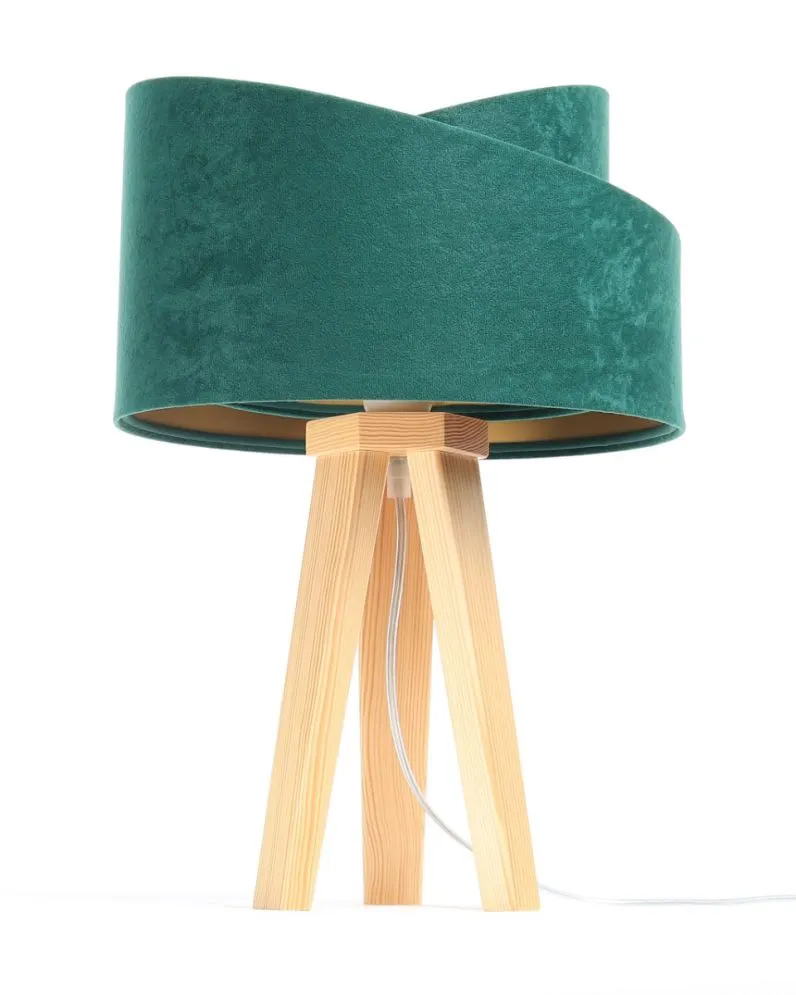 Lampa stołowa GEMSTONE zielona/złota/sosna na trójnogu | MIRAT. w stylu  kolekcja