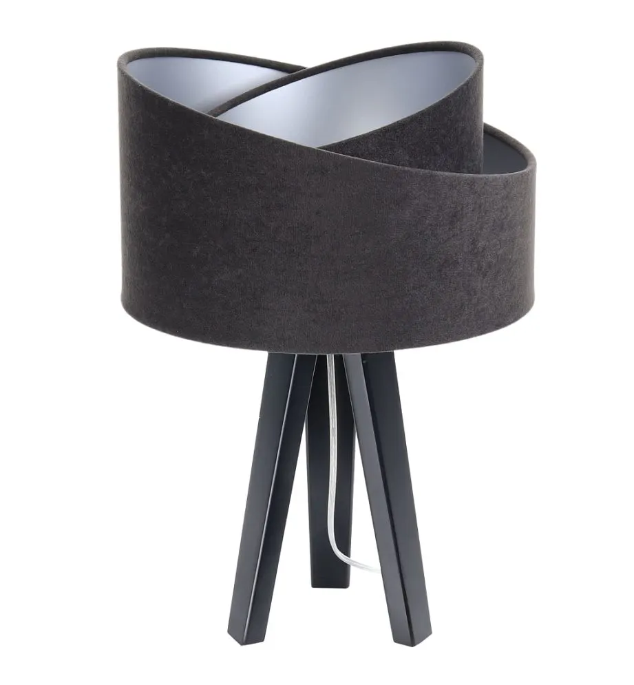 Lampa stołowa GEMSTONE czarna/srebrna/czarna welurowa | MIRAT. w stylu kolekcja