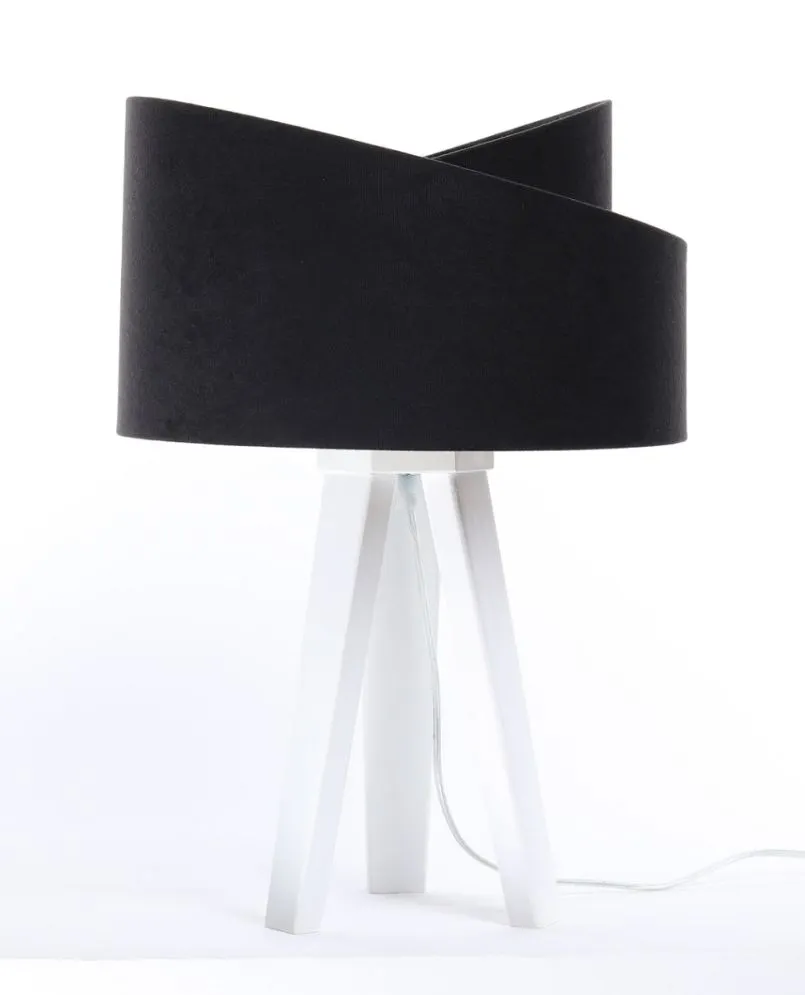 Lampa stołowa GEMSTONE czarna/złota/biała na drewnianej podstawie | MIRAT.