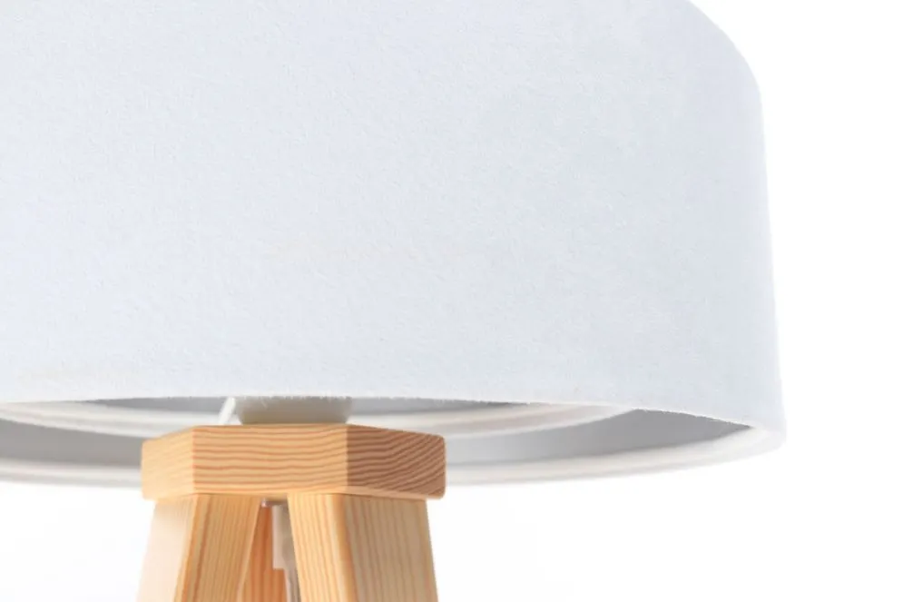 Lampa stołowa GEMSTONE biała/srebrna/sosna do sypialni | MIRAT.