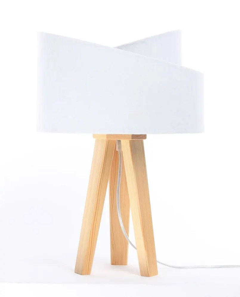 Lampa stołowa GEMSTONE biała/srebrna/sosna do sypialni | MIRAT.