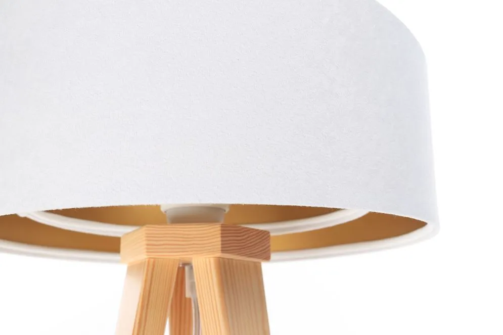 Lampa stołowa GEMSTONE biała/złota/sosna w stylu glamour | MIRAT.