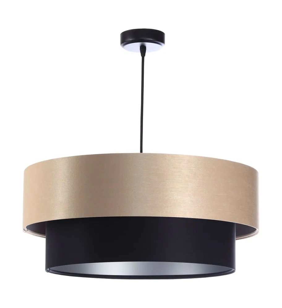 Lampa wisząca DOUBLE 40 czarna/kremowa podwójny abażur | MIRAT. w stylu kolekcja