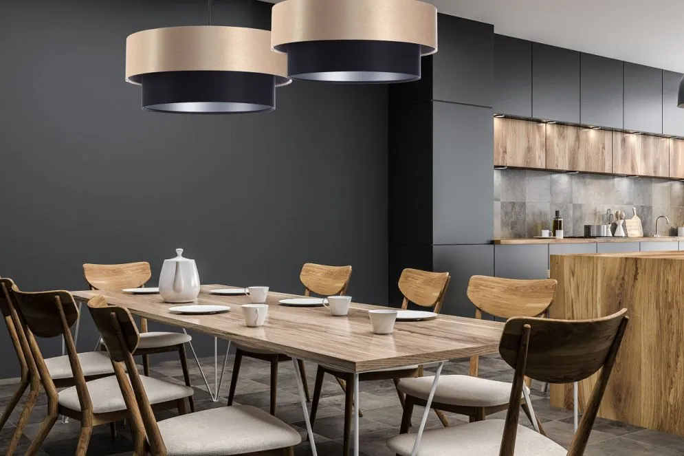Lampa wisząca DOUBLE 40 czarna/kremowa podwójny abażur | MIRAT. w stylu kolekcja