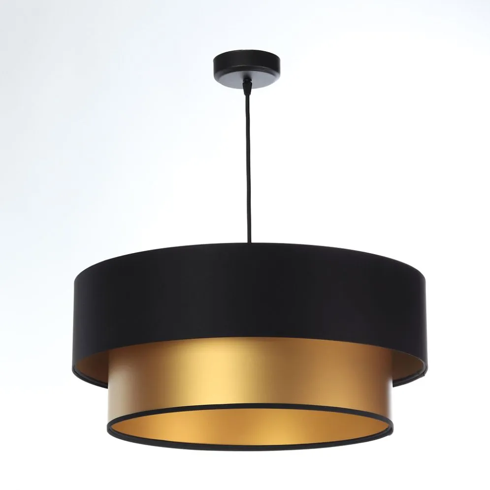 Lampa wisząca DOUBLE BLACK 40 złota/czarna z podwójnym abażurem | MIRAT. w stylu kolekcja