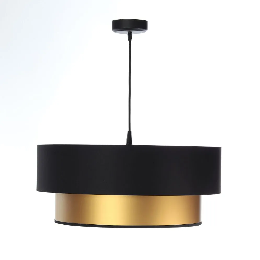 Lampa wisząca DOUBLE BLACK 40 złota/czarna z podwójnym abażurem | MIRAT. w stylu kolekcja