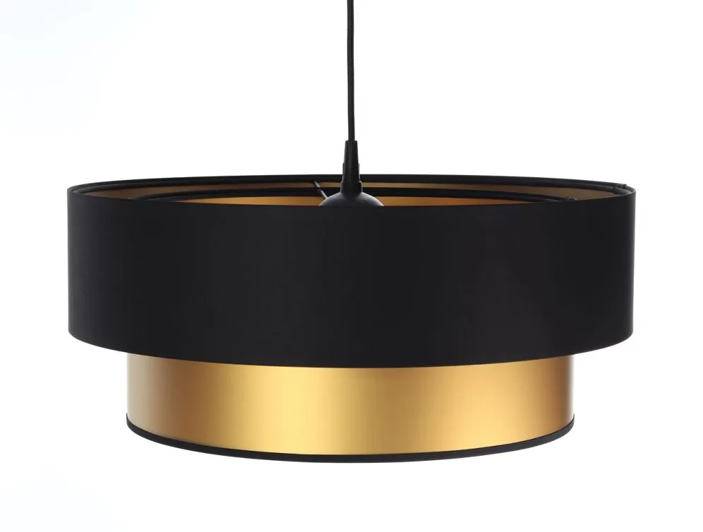 Lampa wisząca DOUBLE BLACK 40 złota/czarna z podwójnym abażurem | MIRAT. w stylu kolekcja
