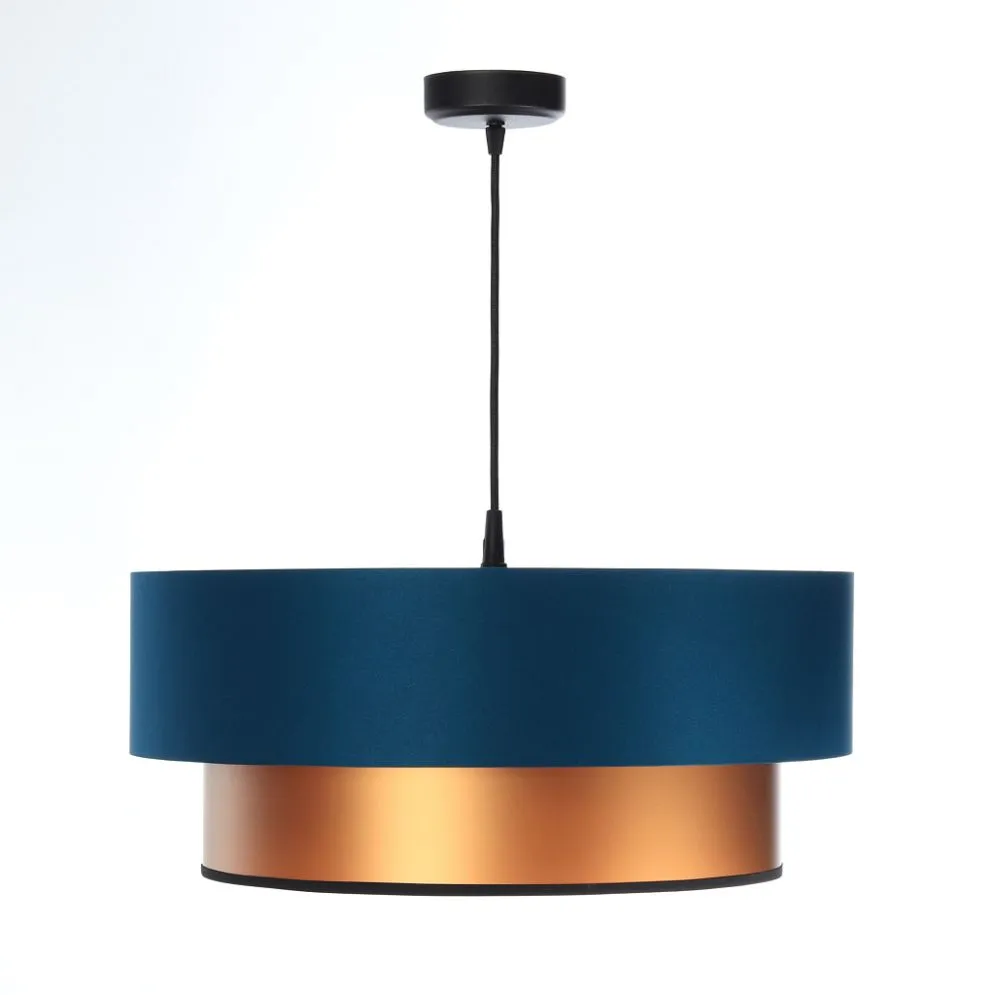 Lampa wisząca DOUBLE BLUE 60 granatowa/miedziana do salonu | MIRAT. w stylu kolekcja