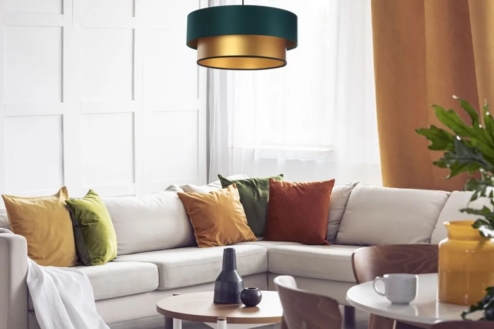 Lampa wisząca DOUBLE GREEN 40 zielona/złota w stylu glamour | MIRAT. w stylu kolekcja