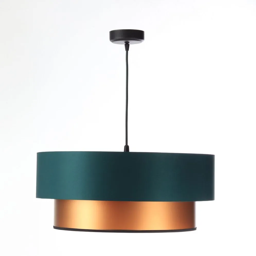 Lampa wisząca DOUBLE GREEN 40 zielona/miedziana z podwójnym abażurem | MIRAT. w stylu kolekcja