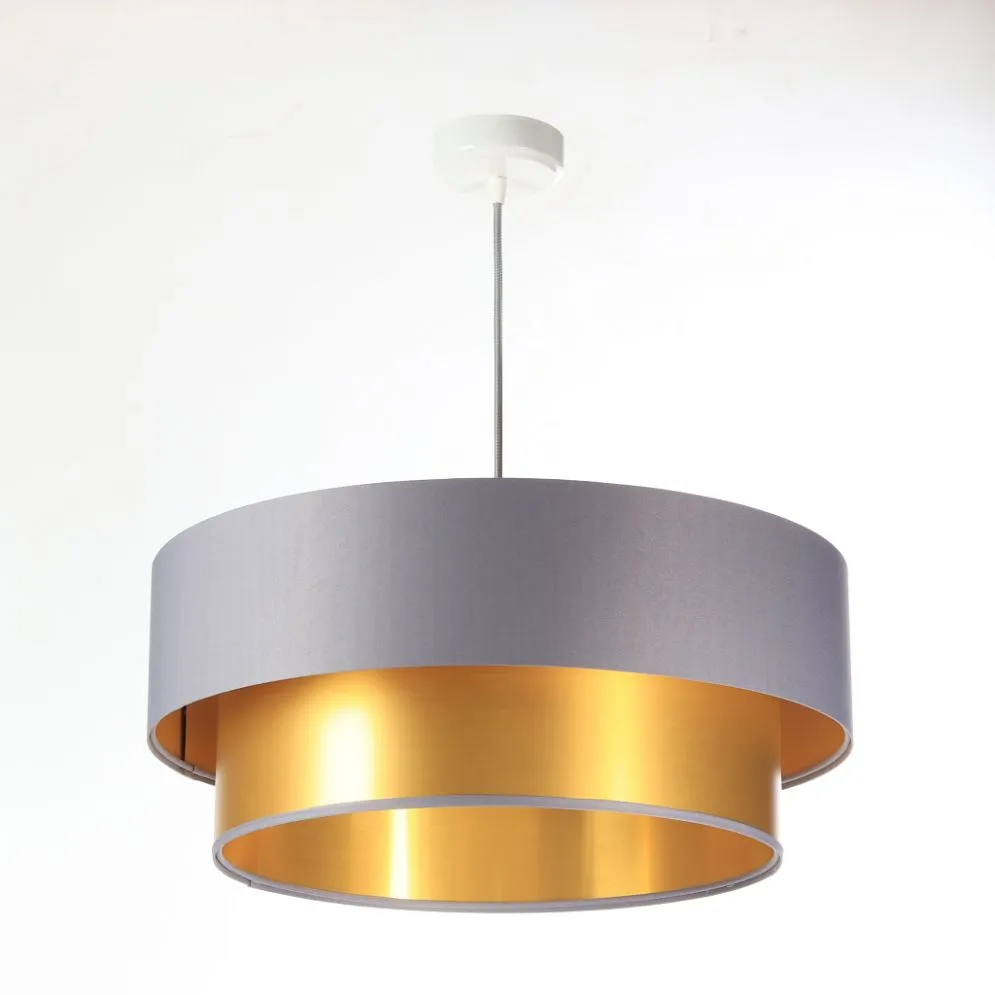 Lampa wisząca DOUBLE GRAY 50 szara/złota na 1 żarówkę do przedpokoju | MIRAT. w stylu kolekcja