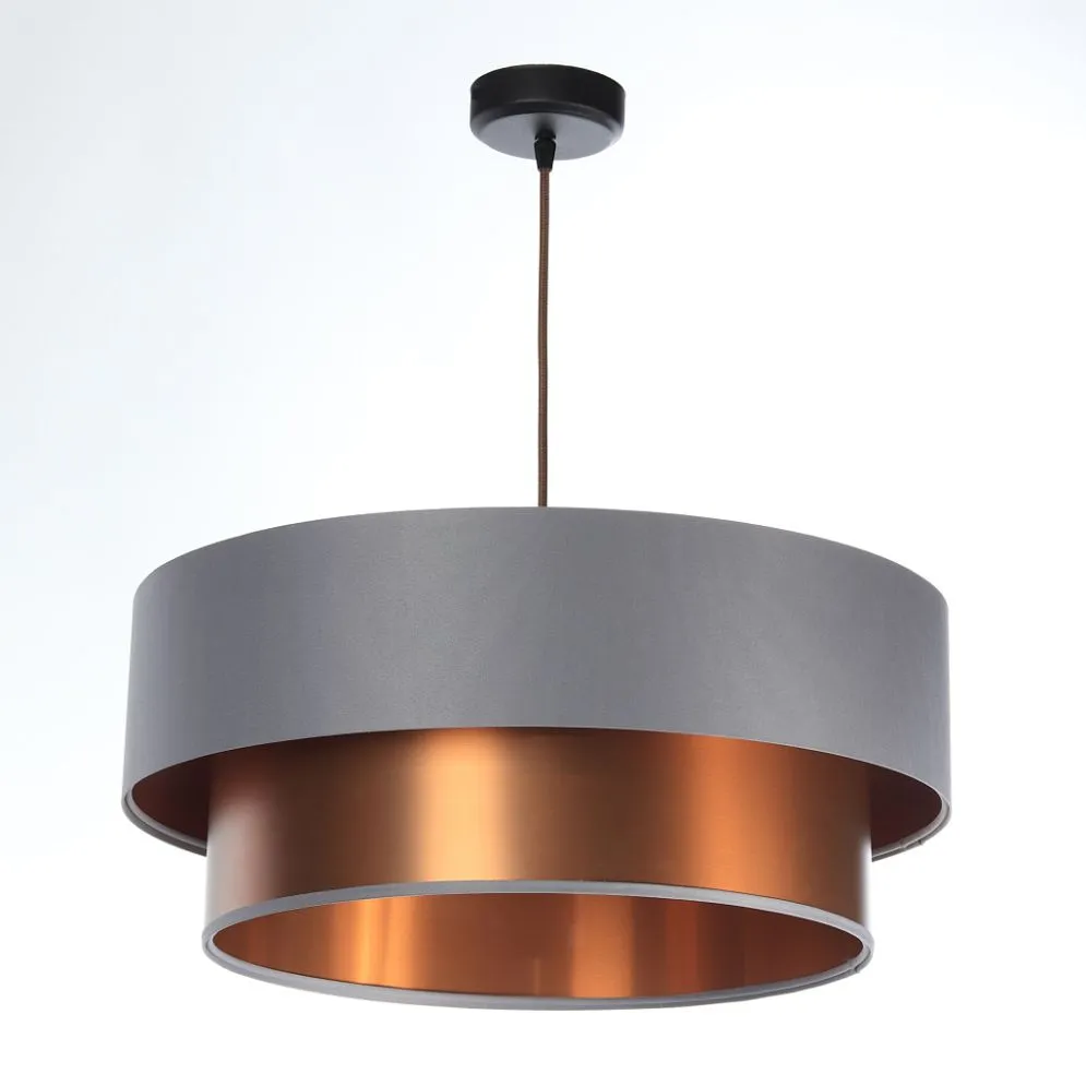 Lampa wisząca DOUBLE GRAY 50 szara/miedziana elegancka w stylu glamour | MIRAT. w stylu kolekcja