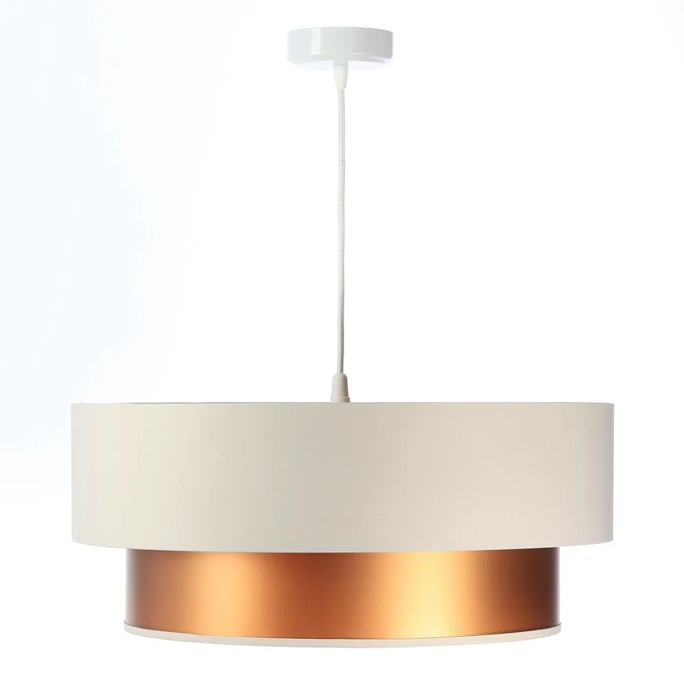 Lampa wisząca DOUBLE CREAM 60 kremowa/miedziana do salonu | MIRAT. w stylu kolekcja