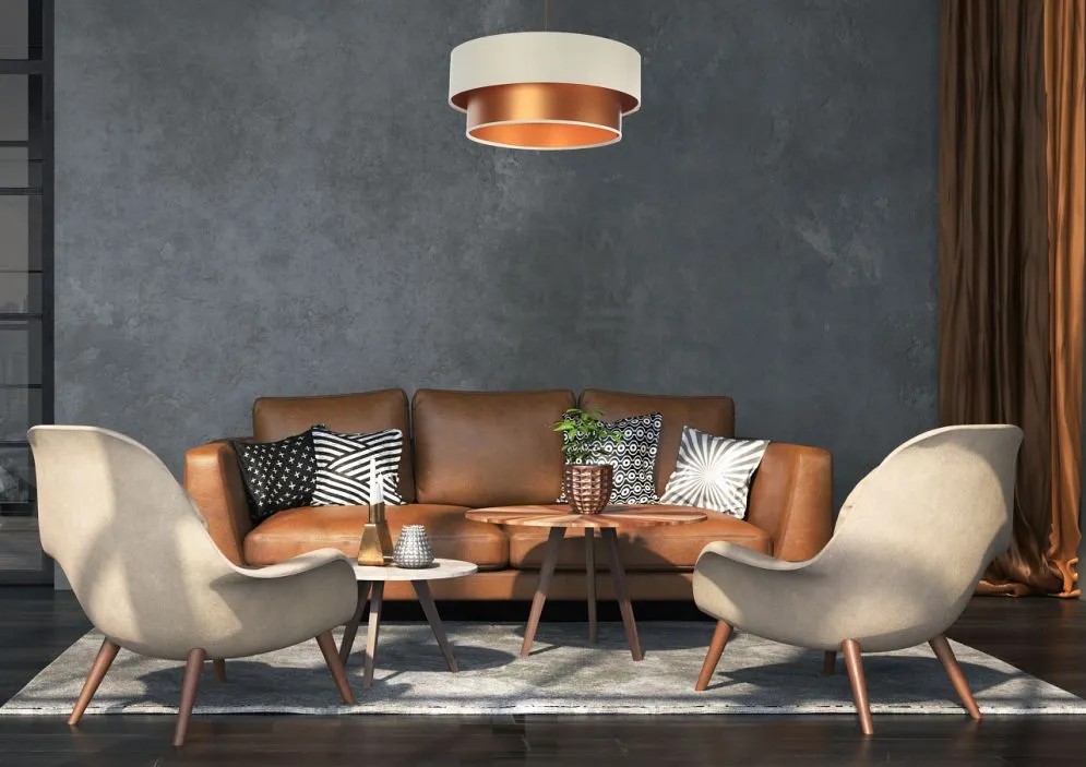 Lampa wisząca DOUBLE CREAM 60 kremowa/miedziana do salonu | MIRAT. w stylu kolekcja