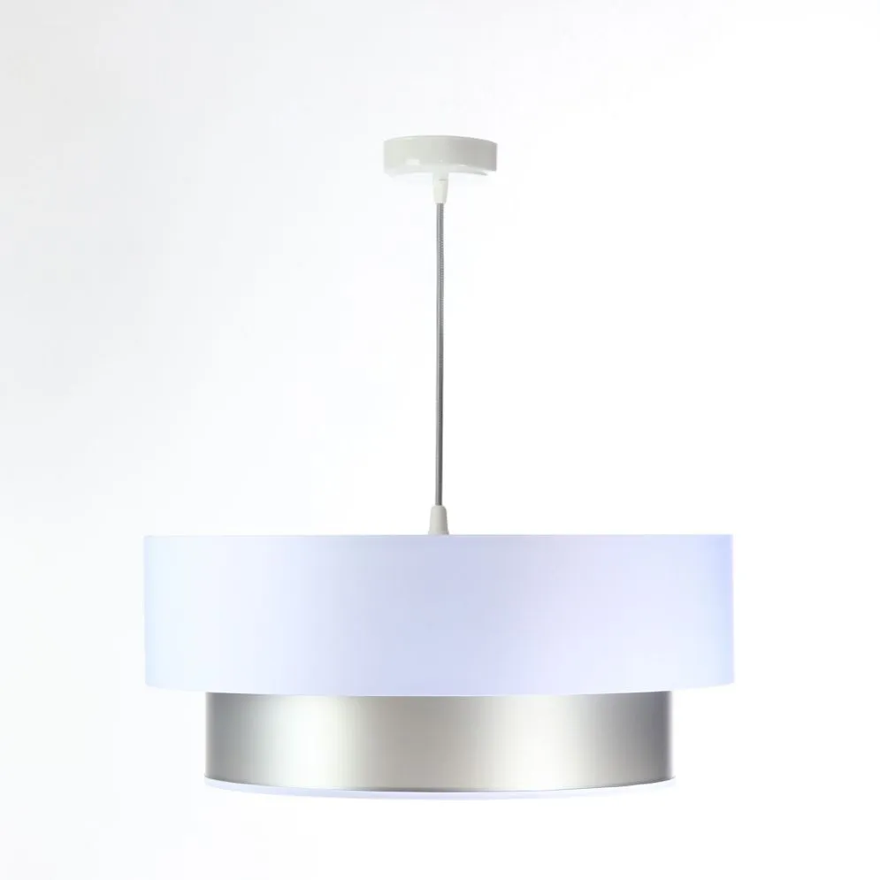Lampa wisząca DOUBLE WHITE 50 biała/srebrna z podwójnym abażurem | MIRAT.