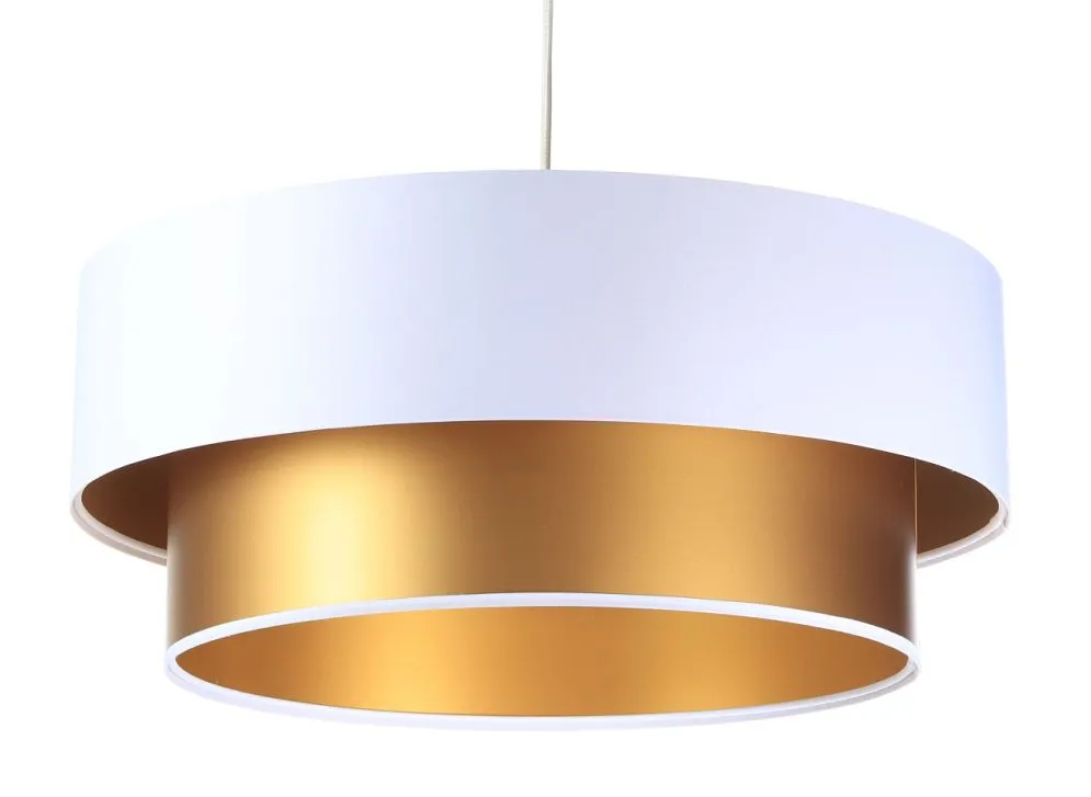 Lampa wisząca DOUBLE WHITE 50 biała/złota w stylu glamour | MIRAT.