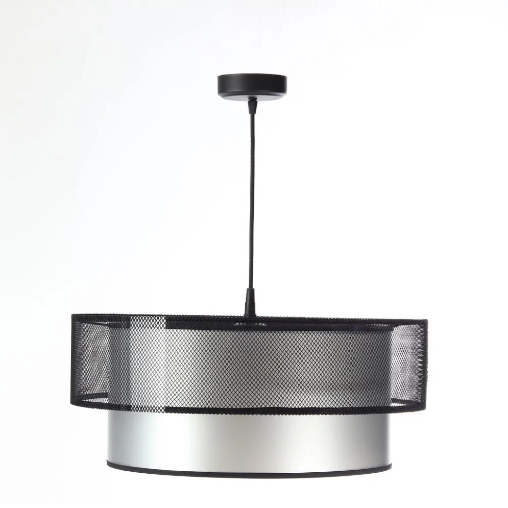 Lampa wisząca DOUBLE NET 60 srebrna polskiej produkcji ręcznie robiona | MIRAT.