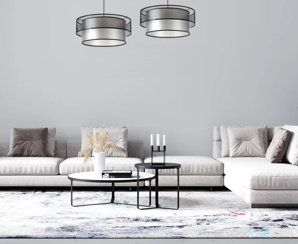 Lampa wisząca DOUBLE NET 60 srebrna polskiej produkcji ręcznie robiona | MIRAT.