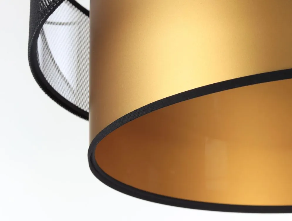 Lampa wisząca DOUBLE NET 40 złota symetryczna w kształcie walca | MIRAT.