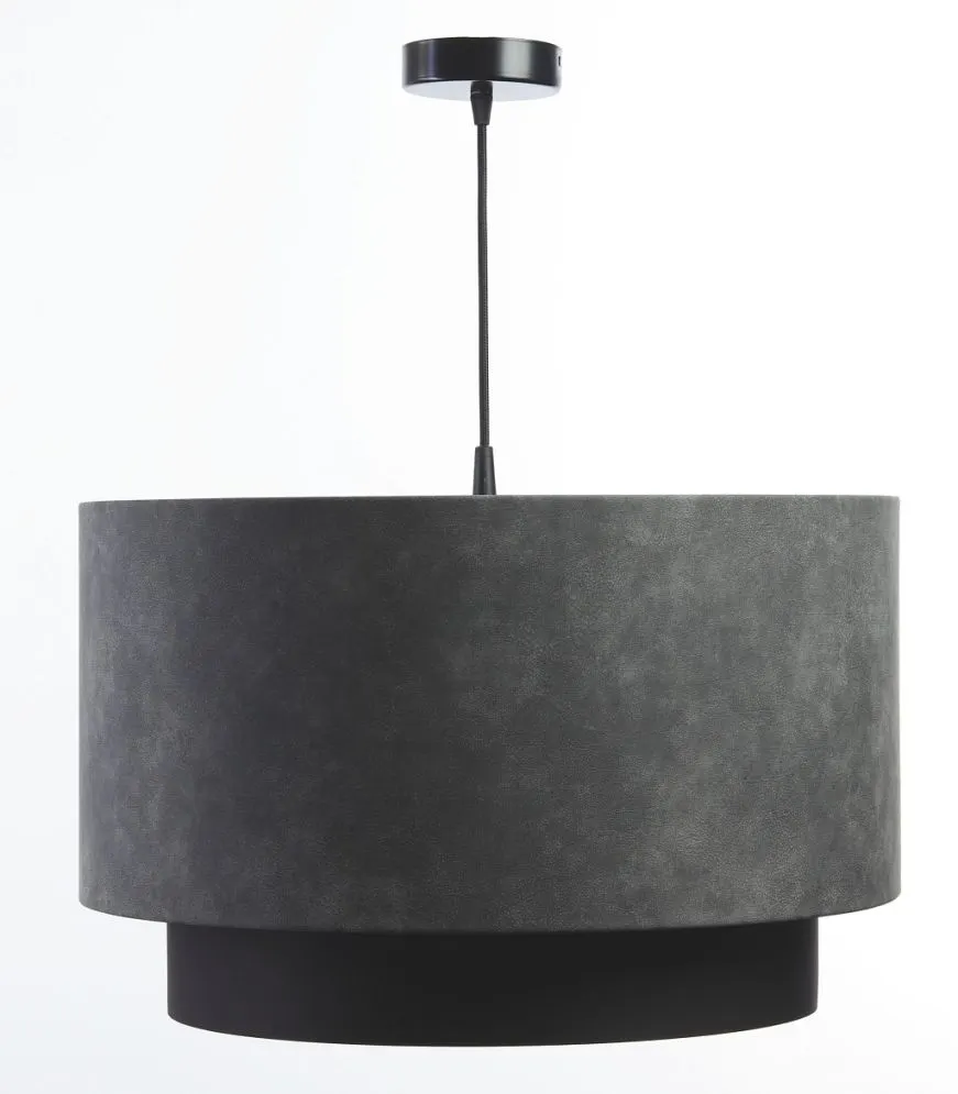 Lampa wisząca DOUBLE ZAMSZ 60 szara/czarna symetryczna na 1 żarówkę | MIRAT.