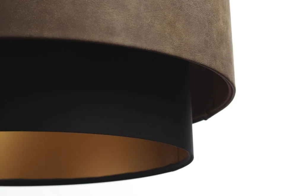 Lampa wisząca DOUBLE ZAMSZ 60 brązowa/czarna ręcznie robiona w kształcie walca | MIRAT.