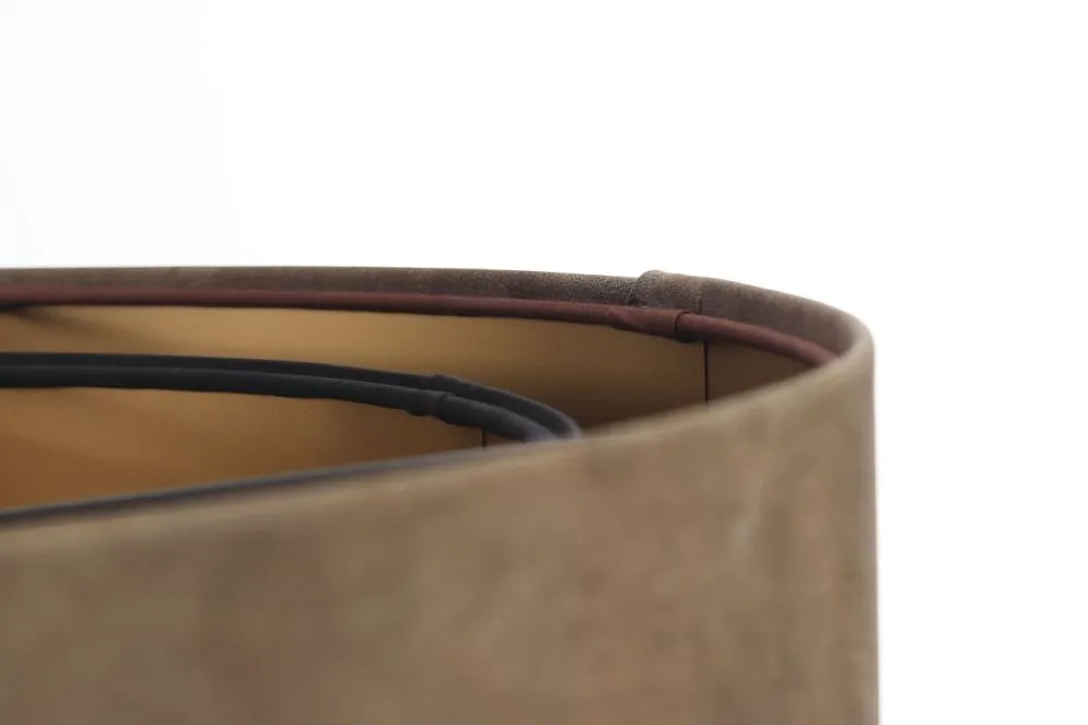 Lampa wisząca DOUBLE ZAMSZ 60 brązowa/czarna ręcznie robiona w kształcie walca | MIRAT.