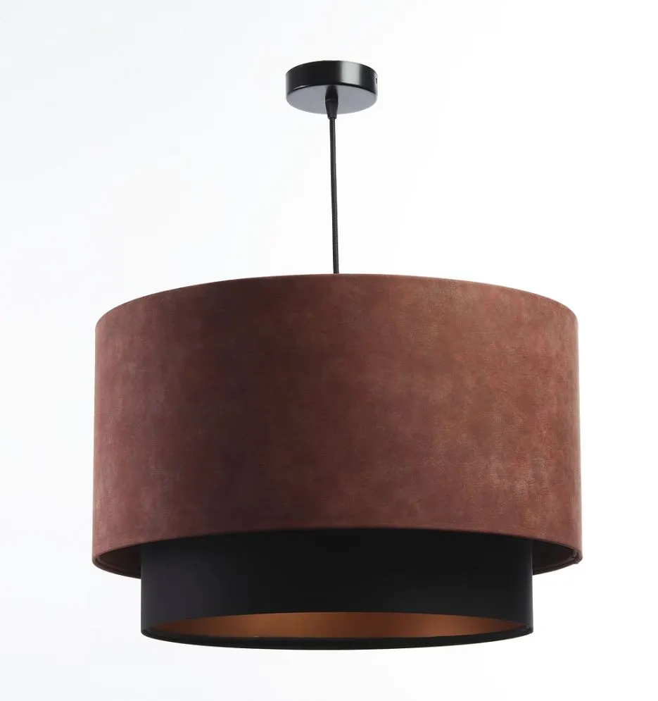 Lampa wisząca DOUBLE ZAMSZ 60 bordowa/czarna do jadalni nad stół | MIRAT.