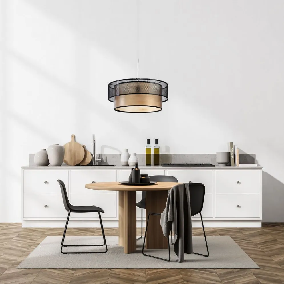 Lampa wisząca DOUBLE NET 60 buk w kształcie walca | MIRAT.
