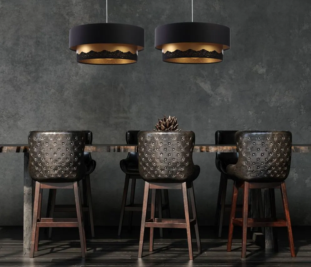 Lampa wisząca DOUBLE ELEGANT 60 czarna/złota na 1 żarówkę | MIRAT.