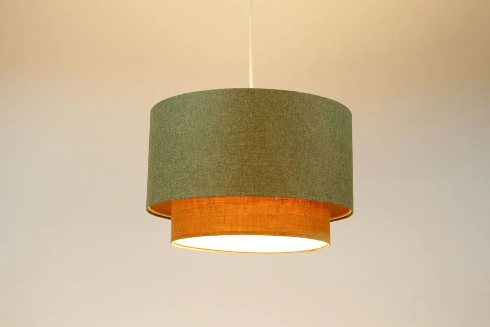 Lampa wisząca ERUTAN DOUBLE 50 zielona/beżowa nad stół I sklep meblowy MIRAT.