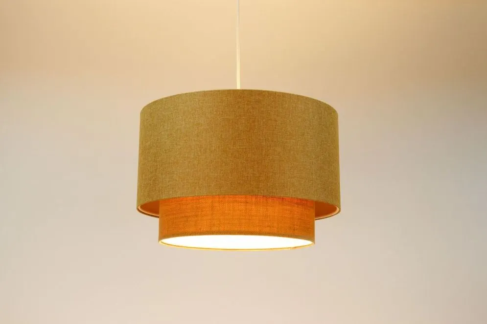Lampa wisząca ERUTAN DOUBLE 50 żółta/beżowa z podwójnym abażurem I sklep meblowy MIRAT.
