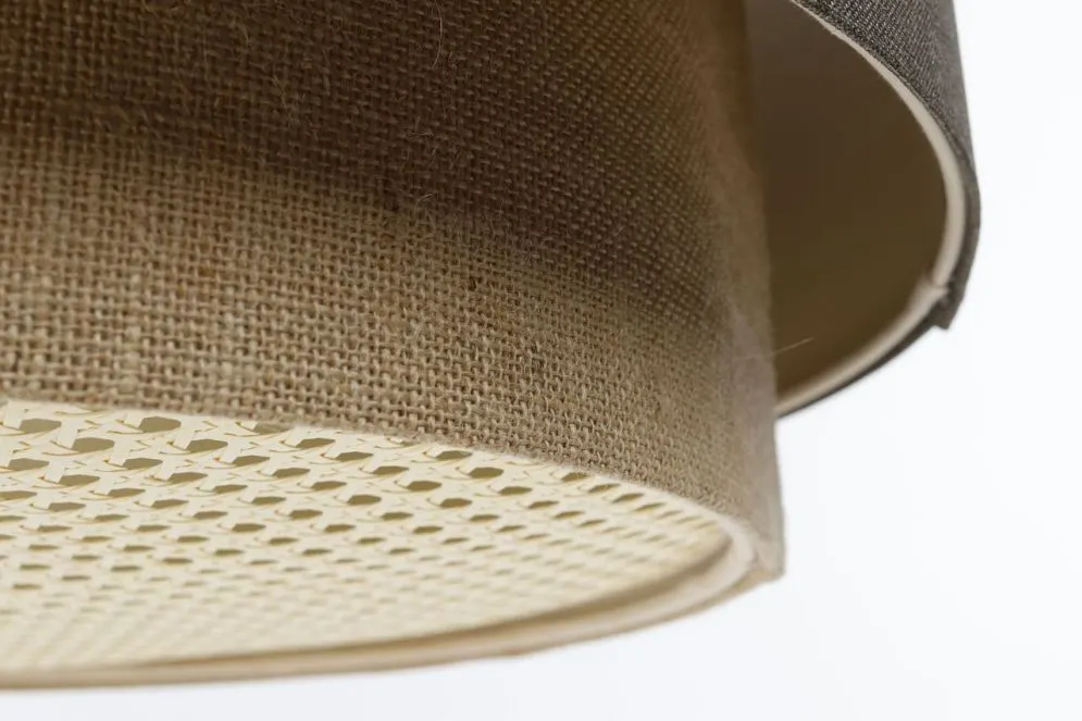 Lampa wisząca ERUTAN DOUBLE RATTAN 50 szara/beżowa z rattanową blendą I sklep meblowy MIRAT.