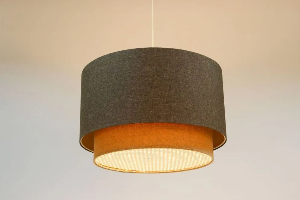 Lampa wisząca ERUTAN DOUBLE RATTAN 60 szara/beżowa do sypialni I sklep meblowy MIRAT.