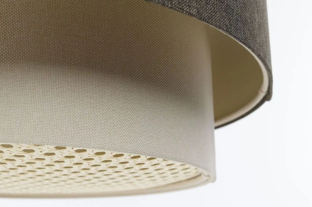 Lampa wisząca ERUTAN DOUBLE RATTAN 40 szara/kremowa w stylu boho I sklep meblowy MIRAT.