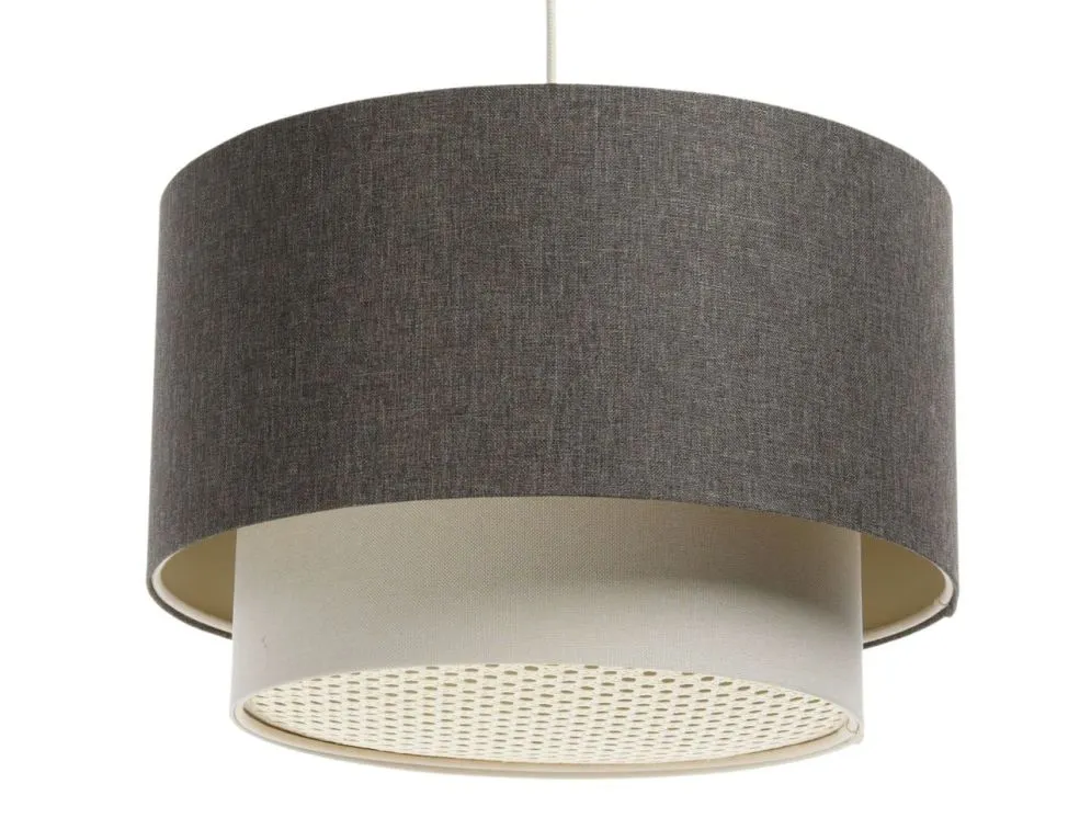 Lampa wisząca ERUTAN DOUBLE RATTAN 40 szara/kremowa w stylu boho I sklep meblowy MIRAT.