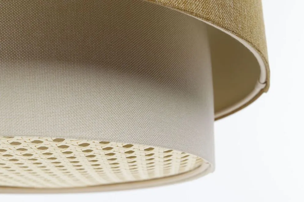 Lampa wisząca ERUTAN DOUBLE RATTAN 50 żółta/kremowa polskiej produkcji I sklep meblowy MIRAT.