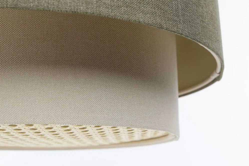 Lampa wisząca ERUTAN DOUBLE RATTAN 60 zielona/kremowa do salonu I sklep meblowy MIRAT.