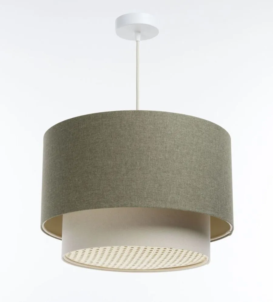 Lampa wisząca ERUTAN DOUBLE RATTAN 40 zielona/kremowa w stylu boho I sklep meblowy MIRAT.
