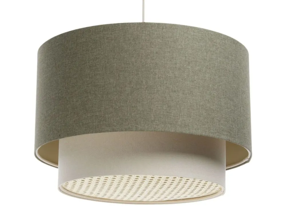 Lampa wisząca ERUTAN DOUBLE RATTAN 60 zielona/kremowa do salonu I sklep meblowy MIRAT.