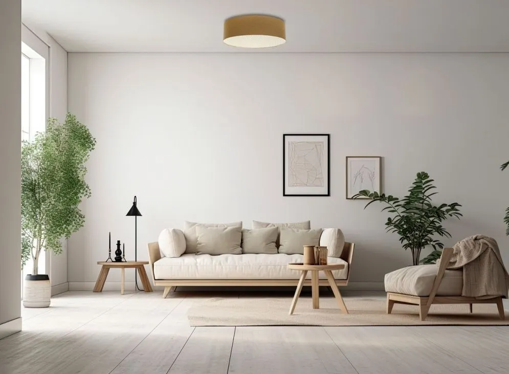 Plafon sufitowy ERUTAN RATTAN 60 żółty polskiej produkcji I sklep meblowy MIRAT.
