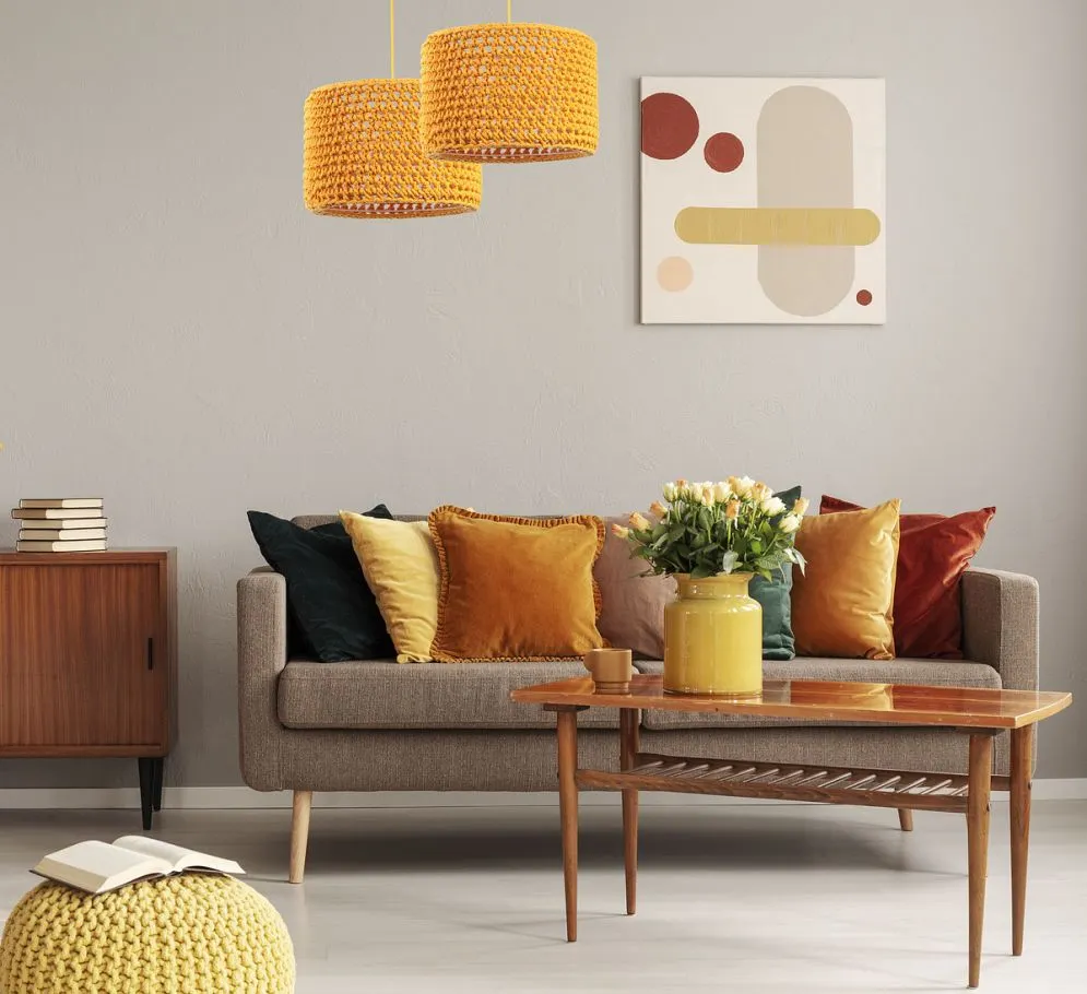 Lampa wisząca COTTON 30 żółta ze sznurka bawełnianego | MIRAT. w stylu kolekcja
