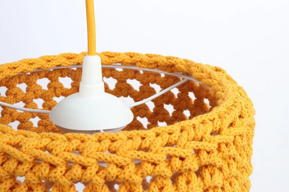 Lampa wisząca COTTON 25 żółta ręcznie robiona polska | MIRAT. w stylu kolekcja