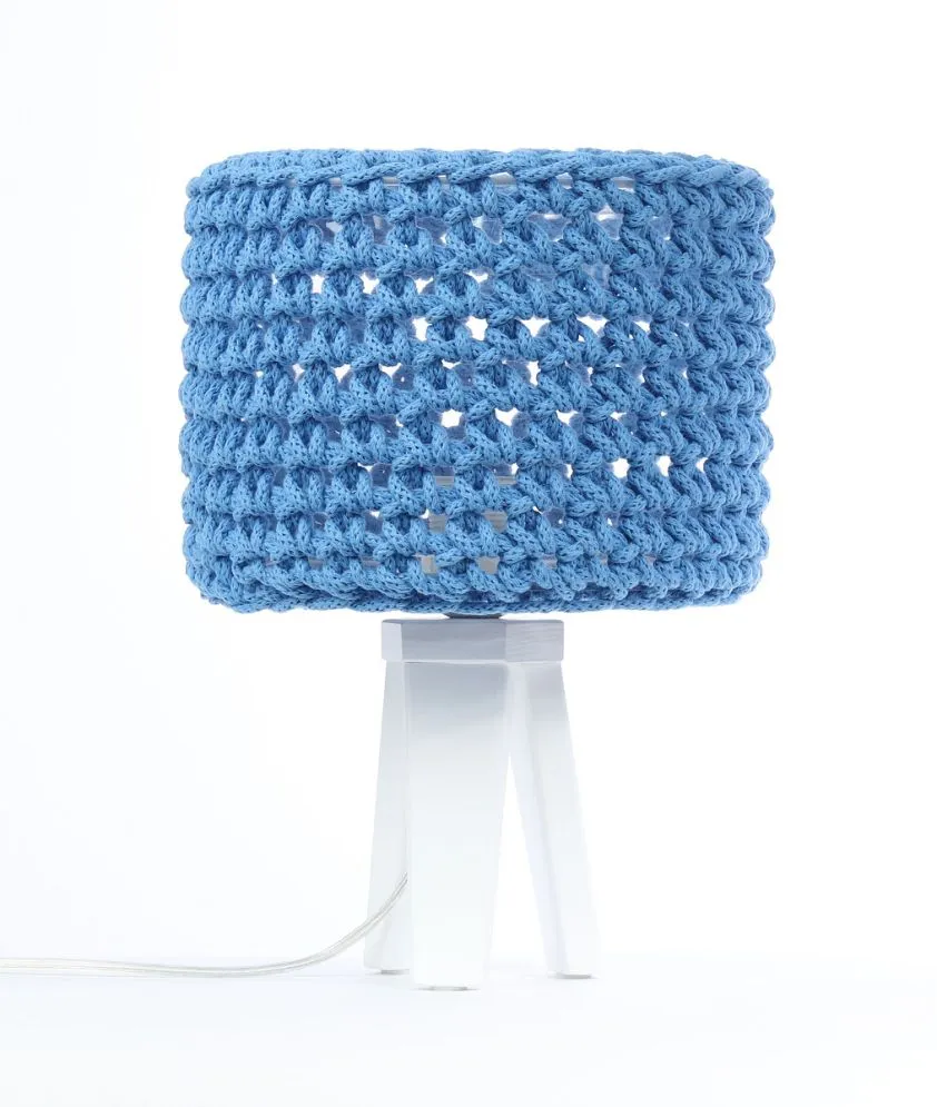 Lampa stołowa COTTON WOOD niebieska ręcznie robiona | MIRAT.