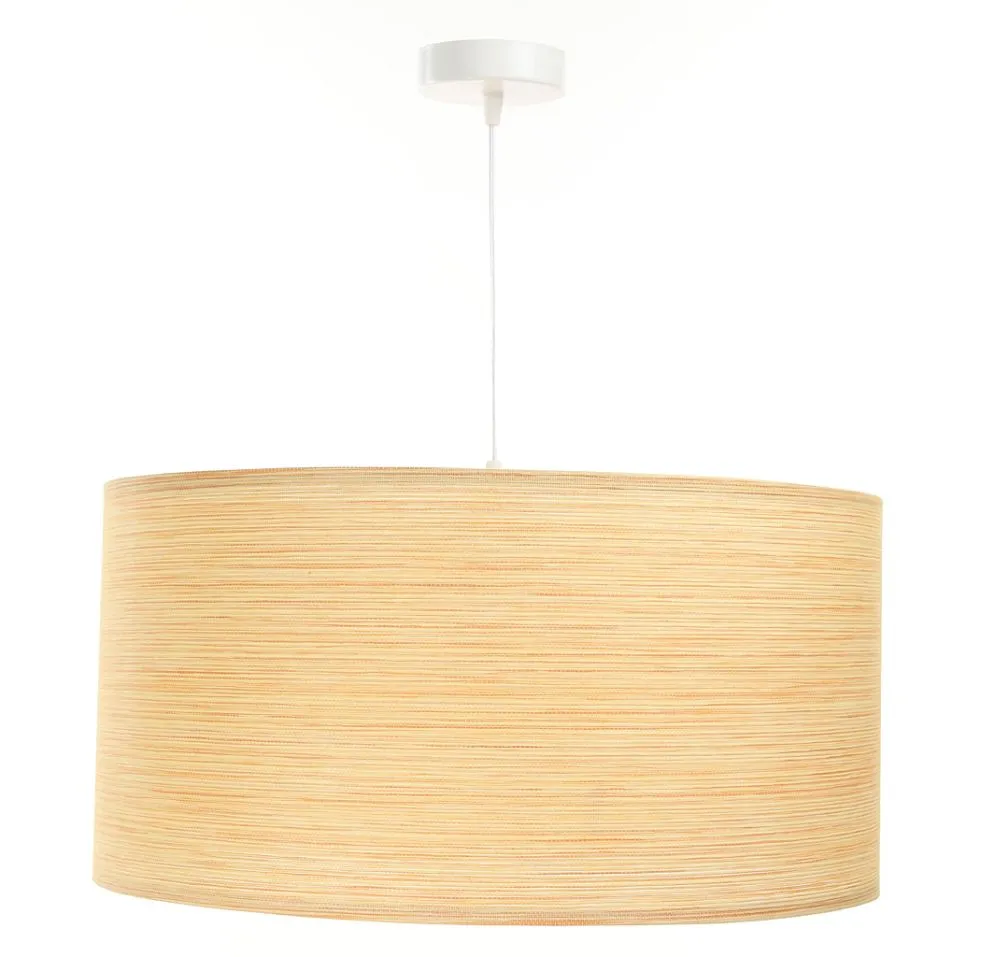 Lampa wisząca NATURAL RATTAN 50 beżowa walec tkanina | MIRAT.