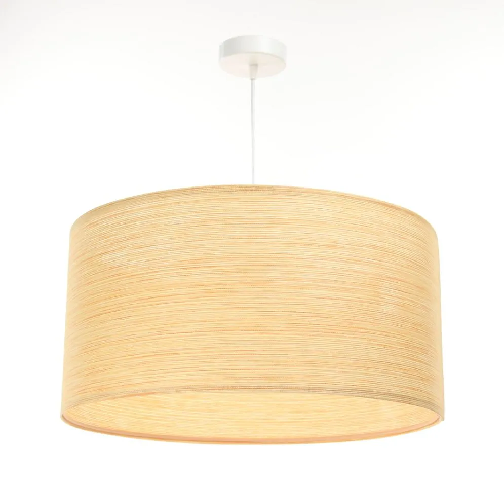 Lampa wisząca NATURAL RATTAN 50 beżowa walec tkanina | MIRAT.